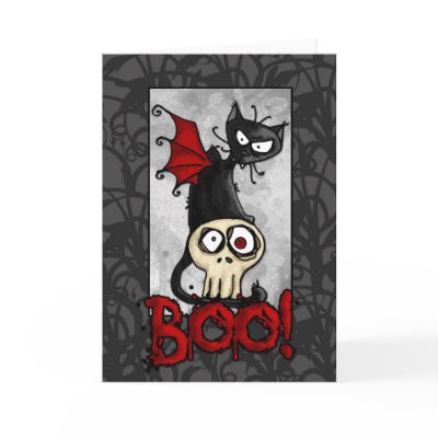 Boo kitty greeting cards by cfkaatje