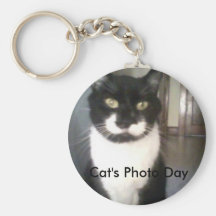 Boo posing for the camera, Cat's Photo Day Keychains