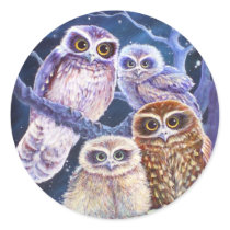 Boobook Owl Family Round Stickers