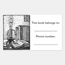Book and Candle bookplate sticker
