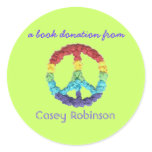 Book donation bookplate sticker - peace