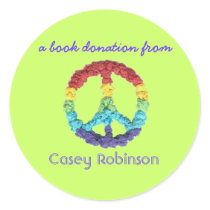 Book donation bookplate sticker - peace
