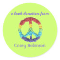 Book donation bookplate sticker - peace