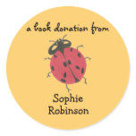 Book donation label - ladybug round stickers