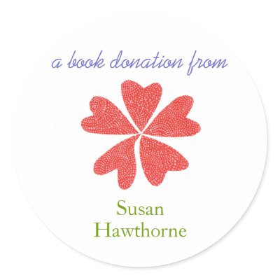 Book donation sticker - blooming hearts by KarateKatGraphics