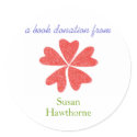 Book donation sticker - blooming hearts