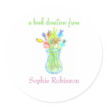 Book donation sticker - floral