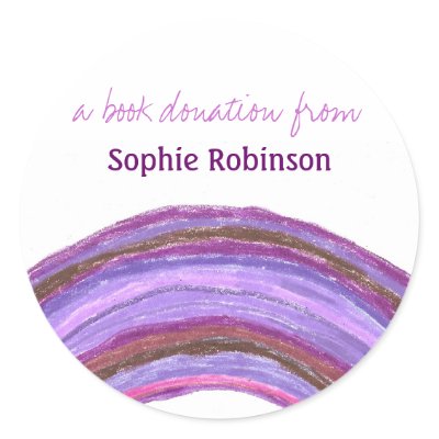 Book donation sticker -rainbow by KarateKatGraphics
