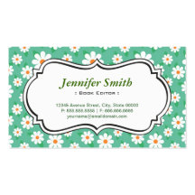 Book Editor - Elegant Green Daisy Business Card