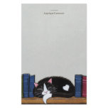 Book Love | Cat on a Book Shelf Note Paper Personalized Stationery