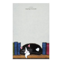 Book Love | Cat on a Book Shelf Note Paper Personalized Stationery