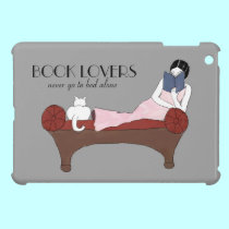 Book Lovers Art Deco Woman and Cat iPad Mini Case ipad mini cases