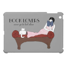 Book Lovers Art Deco Woman and Cat iPad Mini Case