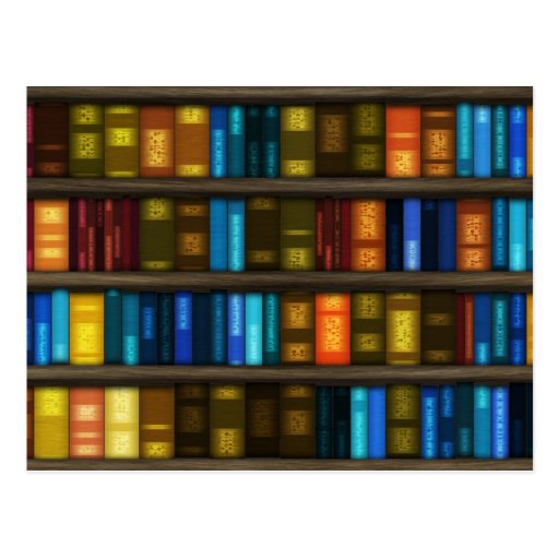 Book Lovers & Librarians Colourful Books on Shelf Post Card