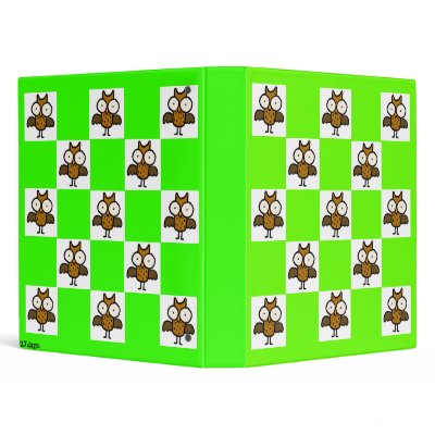 Book Nook Owls: Chequerboard Owls Avery Binder by 27daze