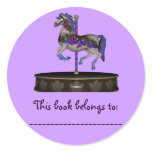Book Plate Sticker (Purple Carousel Horse)