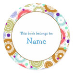 Book plate with colorful retro design stickers