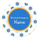 Book Plate with cute flower design Round Sticker