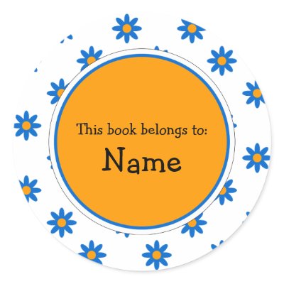 Book Plate with cute flower design Round Stickers by karanta