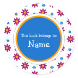 Book Plate with cute flower design Round Sticker