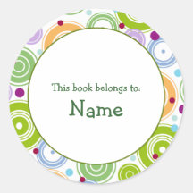 Book plate with retro design - customizable stickers