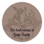 Book world bookplate round stickers