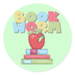 Book Worm Tshirts and Gifts Round Stickers