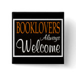 Booklovers always welcome sign buttons