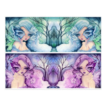 Bookmark Postcard: Blue Mask / Mauve Mask