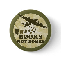 Books not bombs pinback button