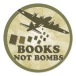 Books not Bombs Round Sticker