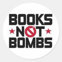 books not bombs sticker