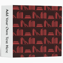 Books on Shelf. Dark Red. Vinyl Binder