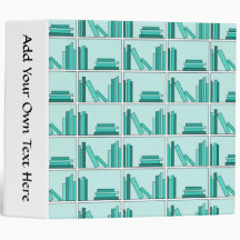 Books on Shelf. Design in Teal and Aqua. Binders