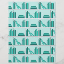 Books on Shelf. Design in Teal and Aqua. Flyer
