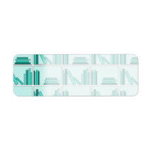 Books on Shelf. Design in Teal and Aqua. Return Address Label