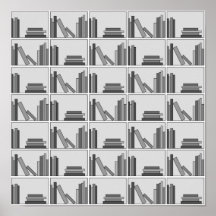 Books on Shelf. Monochrome. Posters
