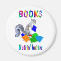 Books Squirrel Fridge Magnet