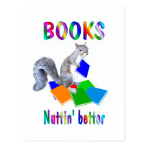 Books Squirrel Post Card
