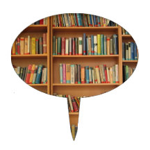 Bookshelf background cake pick