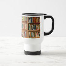 Bookshelf background coffee mugs