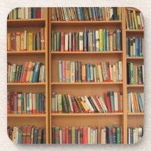 Bookshelf background drink coaster