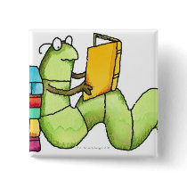 Bookworm Pinback Button