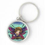 Bookworm Fairy Library Fantasy Art by Hannah Lynn Keychain