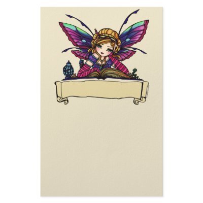 Bookworm Fairy Library Fantasy Art by Hannah Lynn Stationery Paper by hannahdisney