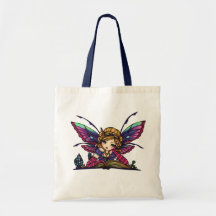 Bookworm Library Reading Book Fairy Fantasy Art Bag