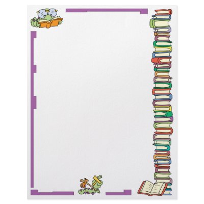 Bookworm Reading Letterhead by stationeryshop
