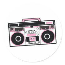 boom box round sticker
