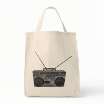Boombox Ghetto Blaster Jambox Radio Cassette Tote Bags