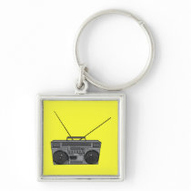 Boombox Ghetto Blaster Jambox Radio Cassette Keychain